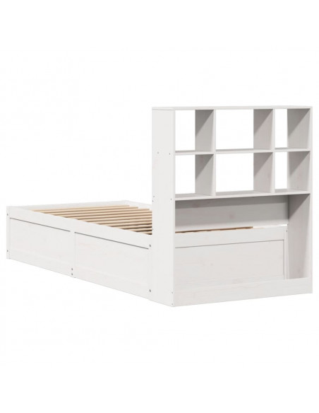 Letto senza Materasso Bianco 90x190 cm in Legno Massello Pino