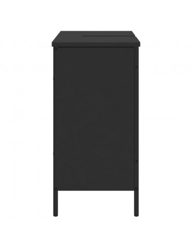 Mobile Lavabo Bagno Nero 80x30x60 cm in Legno Multistrato