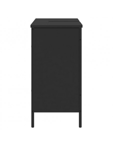 Mobile Lavabo Bagno Nero 80x30x60 cm in Legno Multistrato