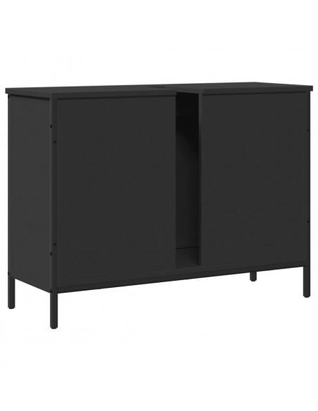 Mobile Lavabo Bagno Nero 80x30x60 cm in Legno Multistrato