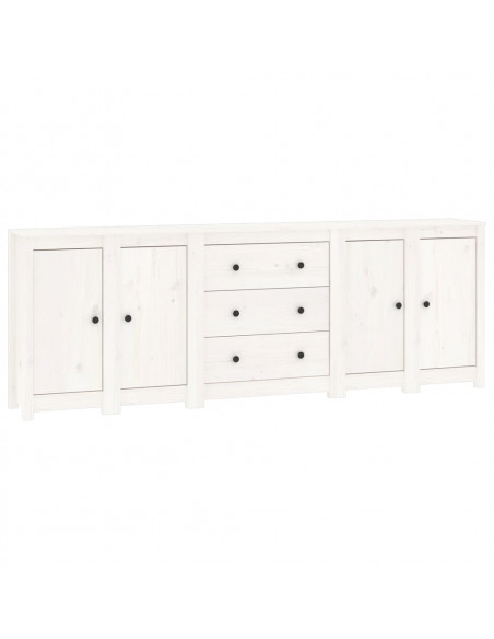 Credenza Bianca 230x35x80 cm in Legno Massello di Pino