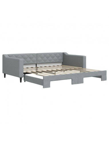 Divano Letto con Letto Estraibile Grigio Chiaro 100x200 Tessuto