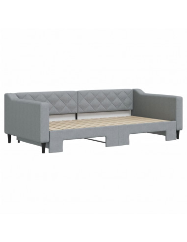 Divano Letto con Letto Estraibile Grigio Chiaro 100x200 Tessuto