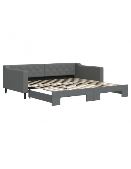 Divano Letto con Letto Estraibile Grigio Scuro 100x200 Tessuto