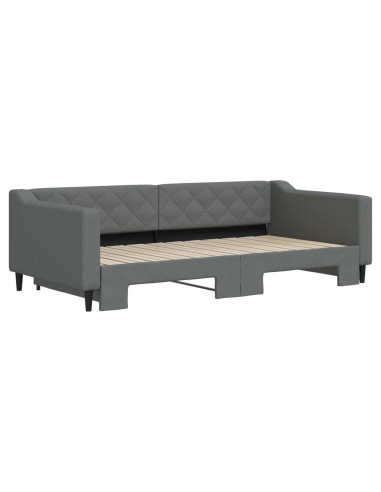 Divano Letto con Letto Estraibile Grigio Scuro 100x200 Tessuto