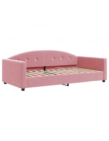 Divano Letto con Materasso Rosa 100x200 cm in Velluto