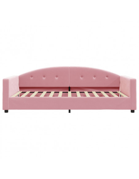 Divano Letto con Materasso Rosa 100x200 cm in Velluto