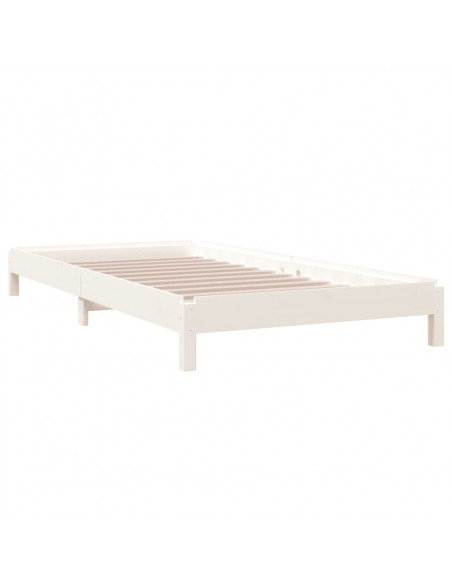 Letto Impilabile Bianco 75x190 cm in Legno Massello di Pino