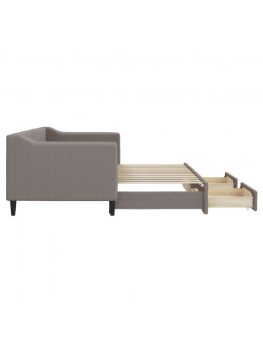 Divano Letto Estraibile con Cassetti Tortora 80x200 cm Tessuto