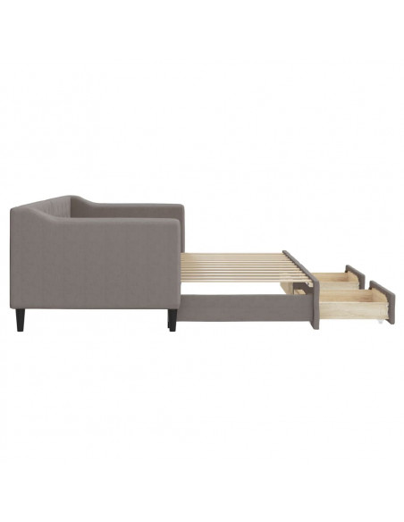 Divano Letto Estraibile con Cassetti Tortora 80x200 cm Tessuto