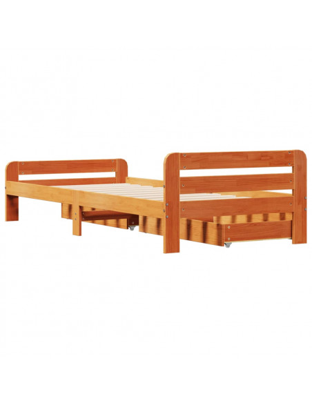 Letto senza Materasso Marrone Cera 75x190 cm in Legno di Pino