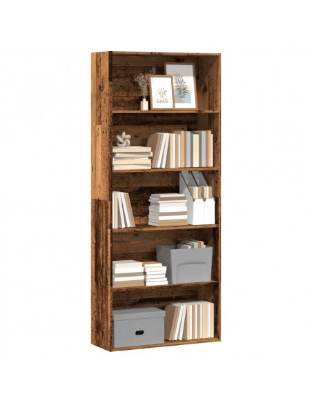 Libreria Legno Antico 80x30x189 cm in Legno Multistrato