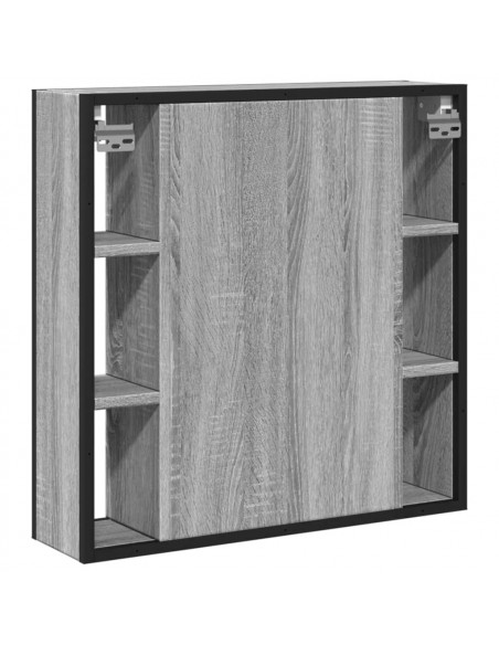 Mobile Specchio da Bagno Grigio Sonoma 60x16x60 cm Multistrato