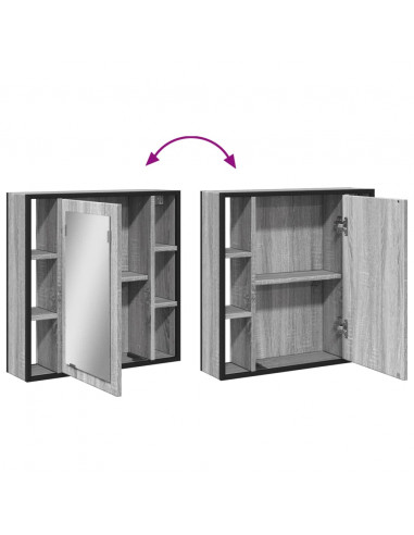 Mobile Specchio da Bagno Grigio Sonoma 60x16x60 cm Multistrato