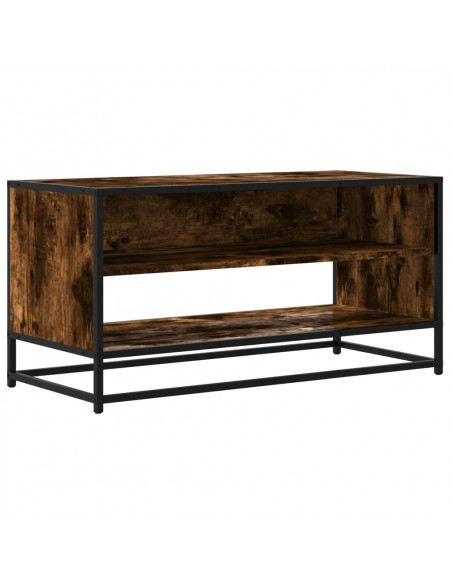 Mobile TV Rovere Fumo 91x40x46 cm Legno Multistrato e Metallo
