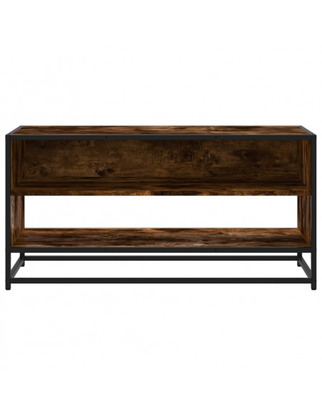 Mobile TV Rovere Fumo 91x40x46 cm Legno Multistrato e Metallo