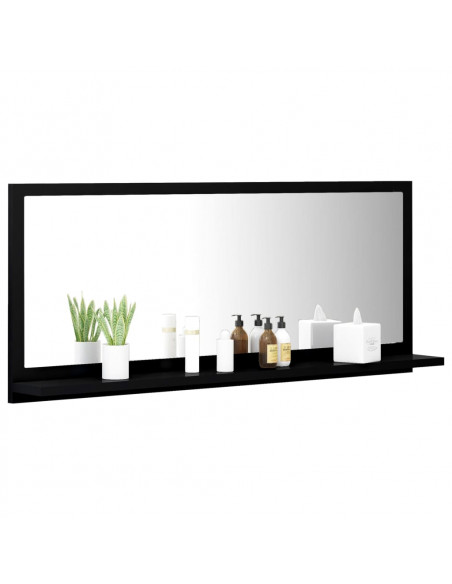 Specchio da Bagno Nero 90x10,5x37 cm in Legno Multistrato