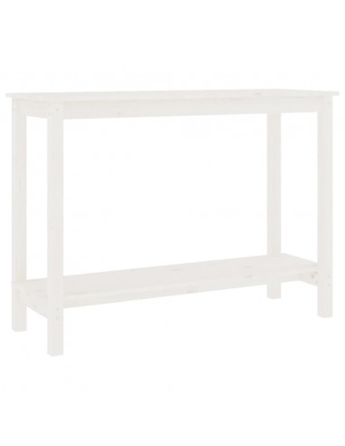 Tavolo Consolle Bianco 110x40x80 cm in Legno Massello di Pino