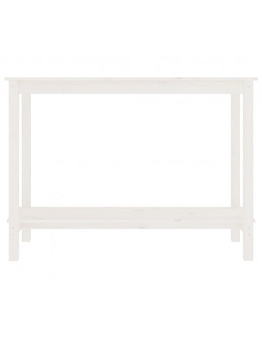 Tavolo Consolle Bianco 110x40x80 cm in Legno Massello di Pino