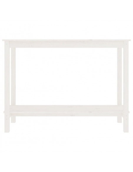 Tavolo Consolle Bianco 110x40x80 cm in Legno Massello di Pino