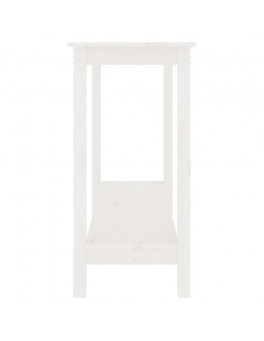 Tavolo Consolle Bianco 110x40x80 cm in Legno Massello di Pino