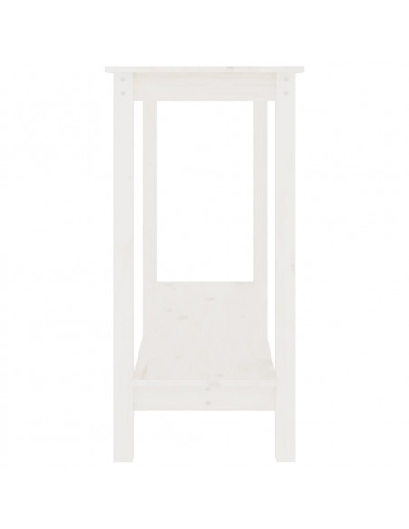 Tavolo Consolle Bianco 110x40x80 cm in Legno Massello di Pino