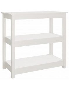 Tavolo Consolle Bianco 80x40x74 cm in Legno Massello di Pino 2