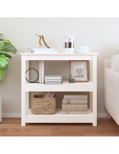 Tavolo Consolle Bianco 80x40x74 cm in Legno Massello di Pino