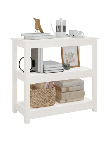 Tavolo Consolle Bianco 80x40x74 cm in Legno Massello di Pino