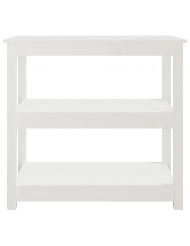 Tavolo Consolle Bianco 80x40x74 cm in Legno Massello di Pino