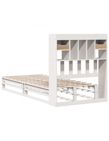Letto Libreria senza Materasso Bianca 90x200 cm Legno di Pino