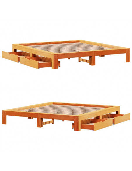 Giroletto senza Materasso Marrone Cera 200x200 cm Legno di Pino