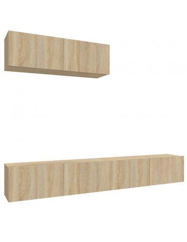 Set di Mobili Porta TV 3 pz Rovere Sonoma in Legno Multistrato