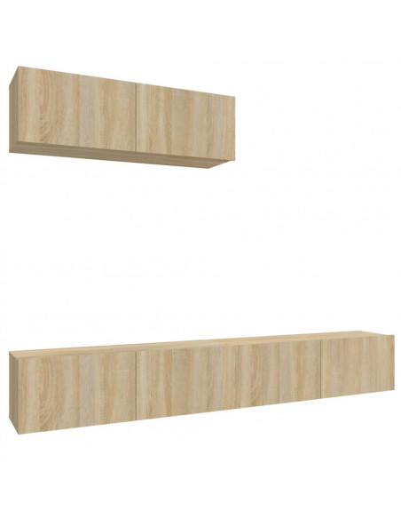 Set di Mobili Porta TV 3 pz Rovere Sonoma in Legno Multistrato