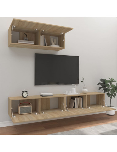 Set di Mobili Porta TV 3 pz Rovere Sonoma in Legno Multistrato