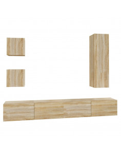 Set di Mobili Porta TV 5 pz Rovere Sonoma in Legno Multistrato 2