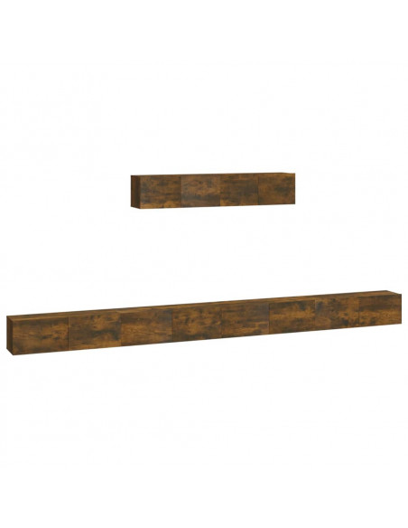Set di Mobili Porta TV 6 pz Rovere Fumo in Legno Multistrato