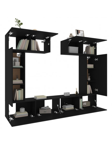 Set Mobili Porta TV 6 pz Nero in Legno Multistrato