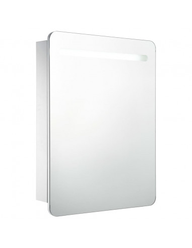 Armadietto Bagno con Specchio e LED 60x11x80 cm