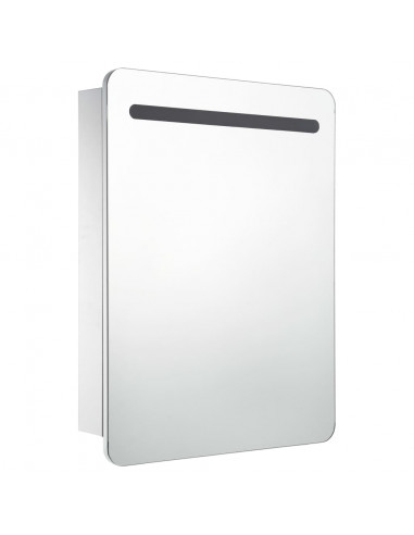 Armadietto Bagno con Specchio e LED 60x11x80 cm