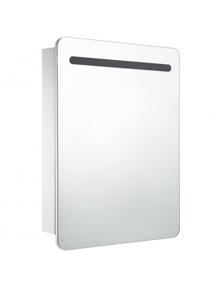 Armadietto Bagno con Specchio e LED 60x11x80 cm