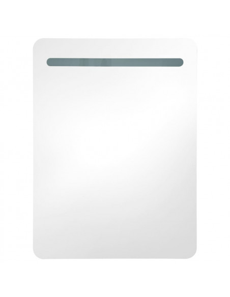 Armadietto Bagno con Specchio e LED 60x11x80 cm