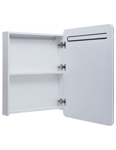 Armadietto Bagno con Specchio e LED 60x11x80 cm