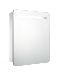 Armadietto Bagno con Specchio e LED 68x9x80 cm 2