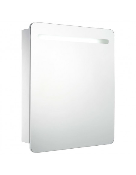 Armadietto Bagno con Specchio e LED 68x9x80 cm