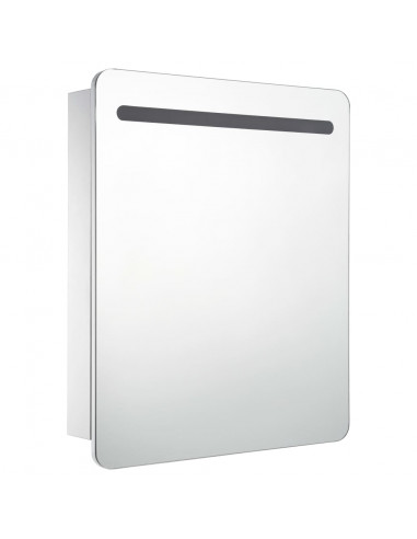 Armadietto Bagno con Specchio e LED 68x9x80 cm