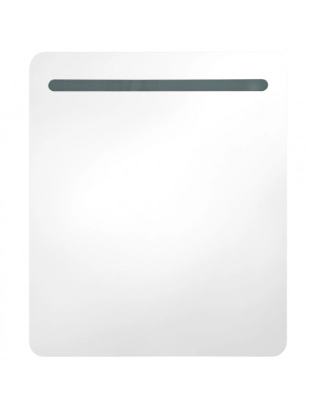 Armadietto Bagno con Specchio e LED 68x9x80 cm