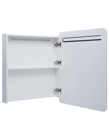 Armadietto Bagno con Specchio e LED 68x9x80 cm