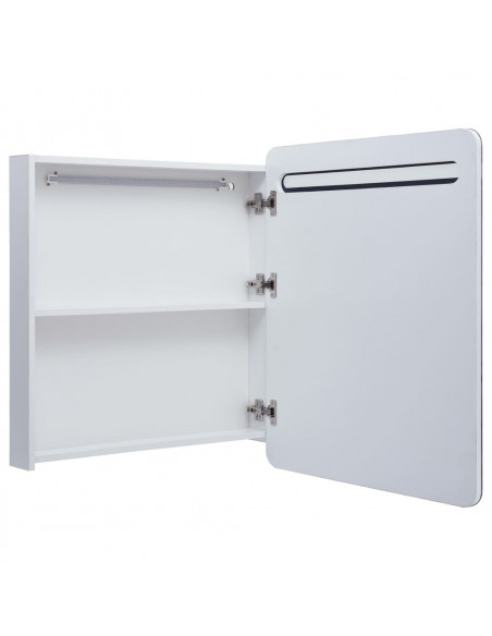 Armadietto Bagno con Specchio e LED 68x9x80 cm