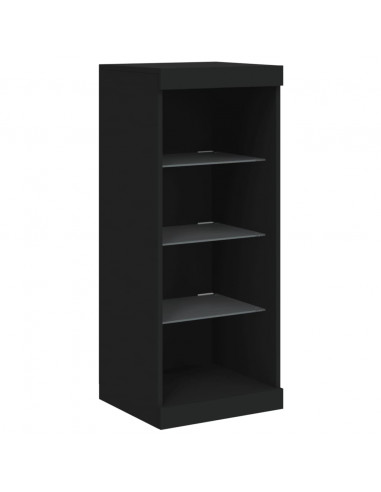 Credenze con Luci LED 3 pz Nere in Legno Multistrato